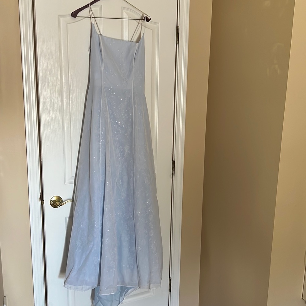 Light blue ballgown includes a matching shawl